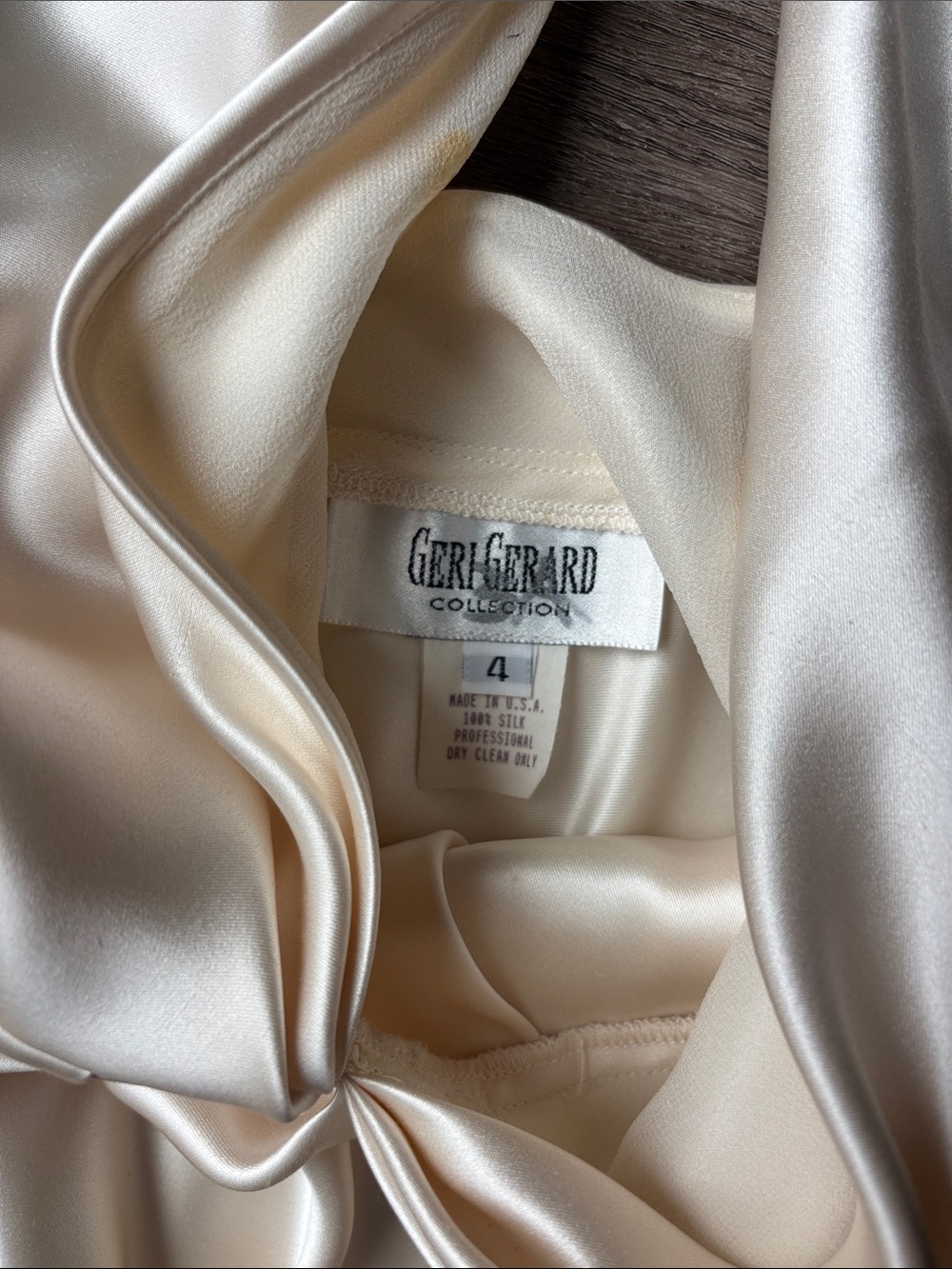 Vintage Hollywood Geri Gerard Ivory 100% Silk Backless Plunge Halter Dress USA - Picture 5 of 10